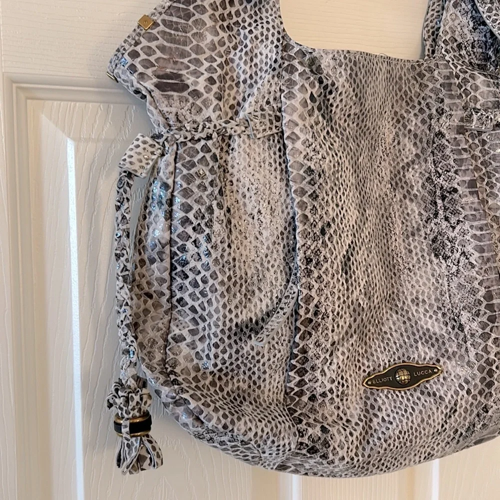 Elegant Elliott Lucca Sintra Snakeskin Pattern Leather Over The Shoulder Bag